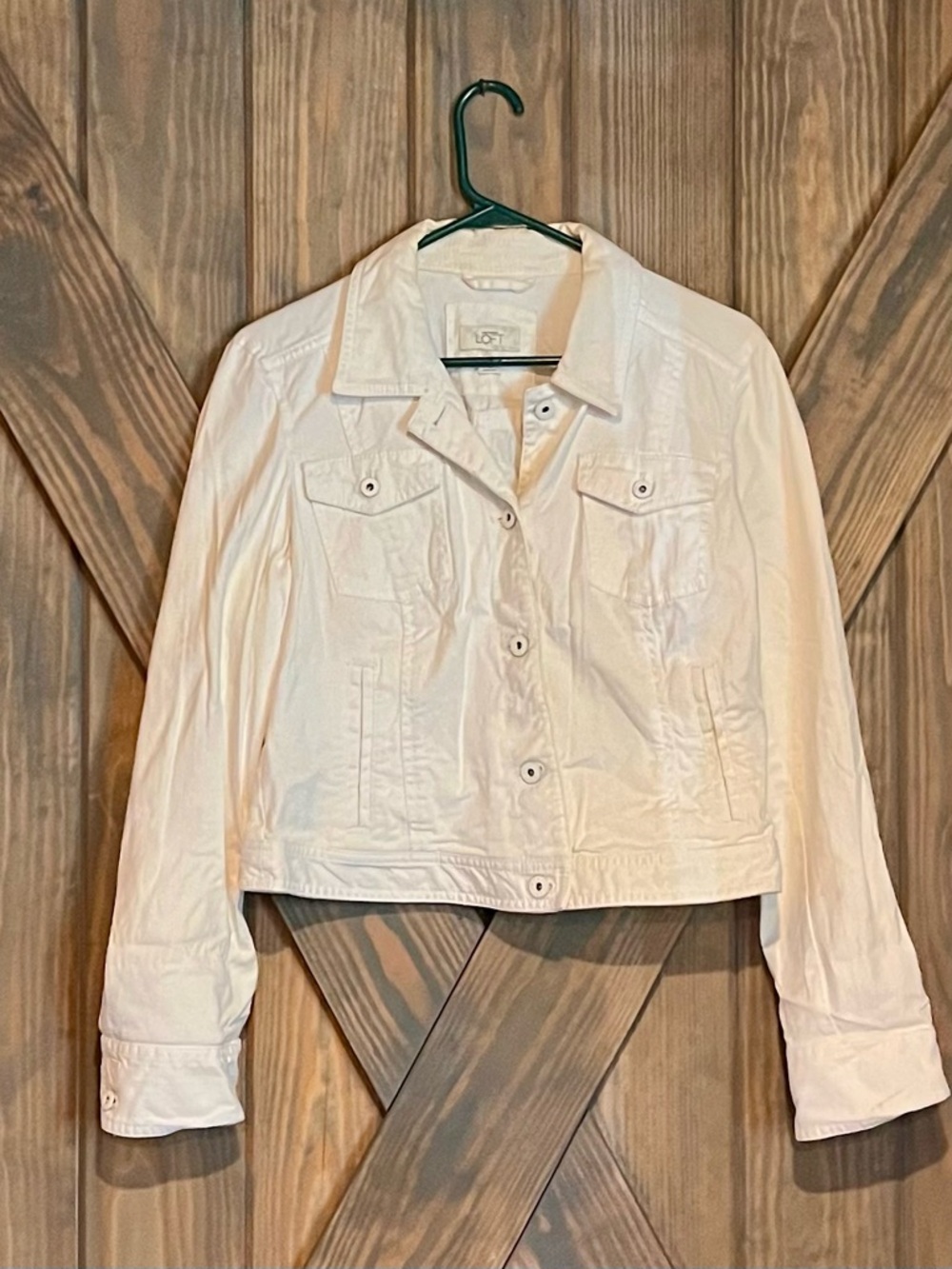 LOFT Women's white Button-Front Jean Jacket